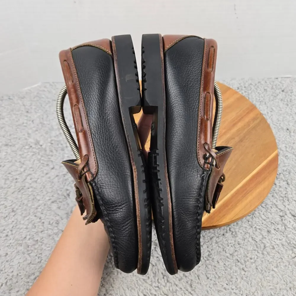 Allen Edmonds Men 10EE Wide Nashua Brown Black Two Tone Kiltie Tassel Loafer